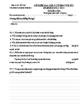 Đề kiểm tra chất lượng cuối học kì I Đạo đức lớp 4 - Năm học 2015-2016 - Trường Tiểu học Hồng Phong 1